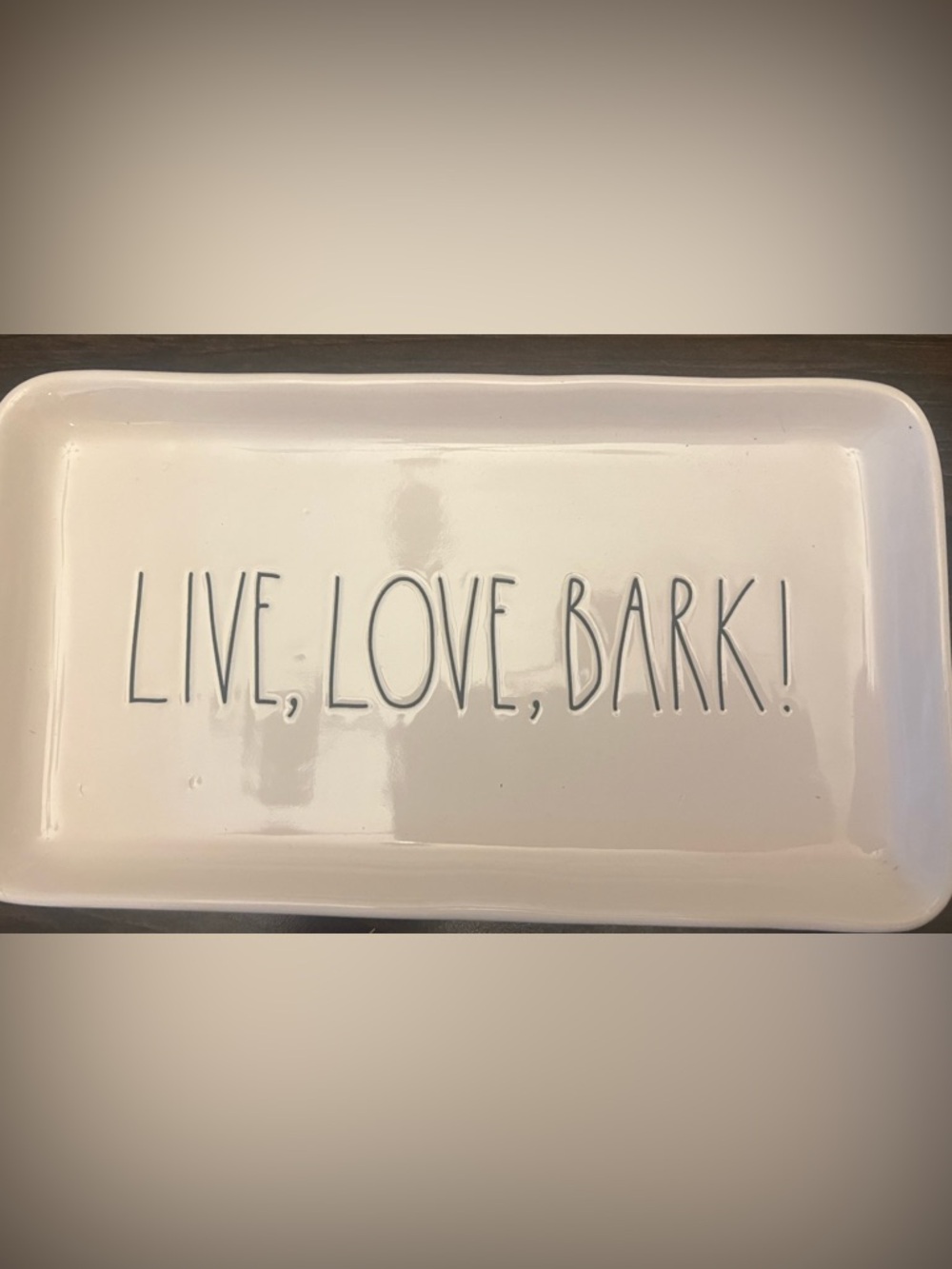 Rae Dunn Ceramic 'LIVE, LOVE, BARK!' Decorative Tray - White